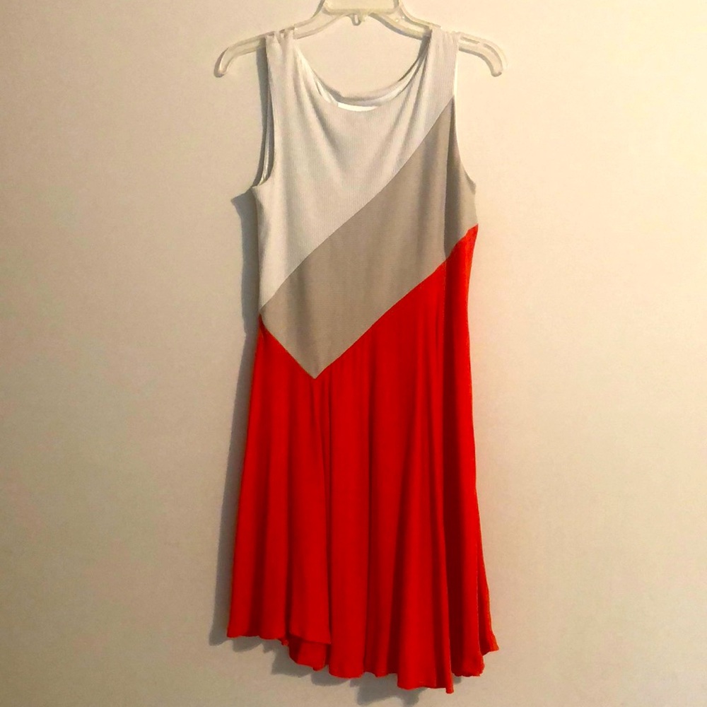 Maeve orange and white angled dress